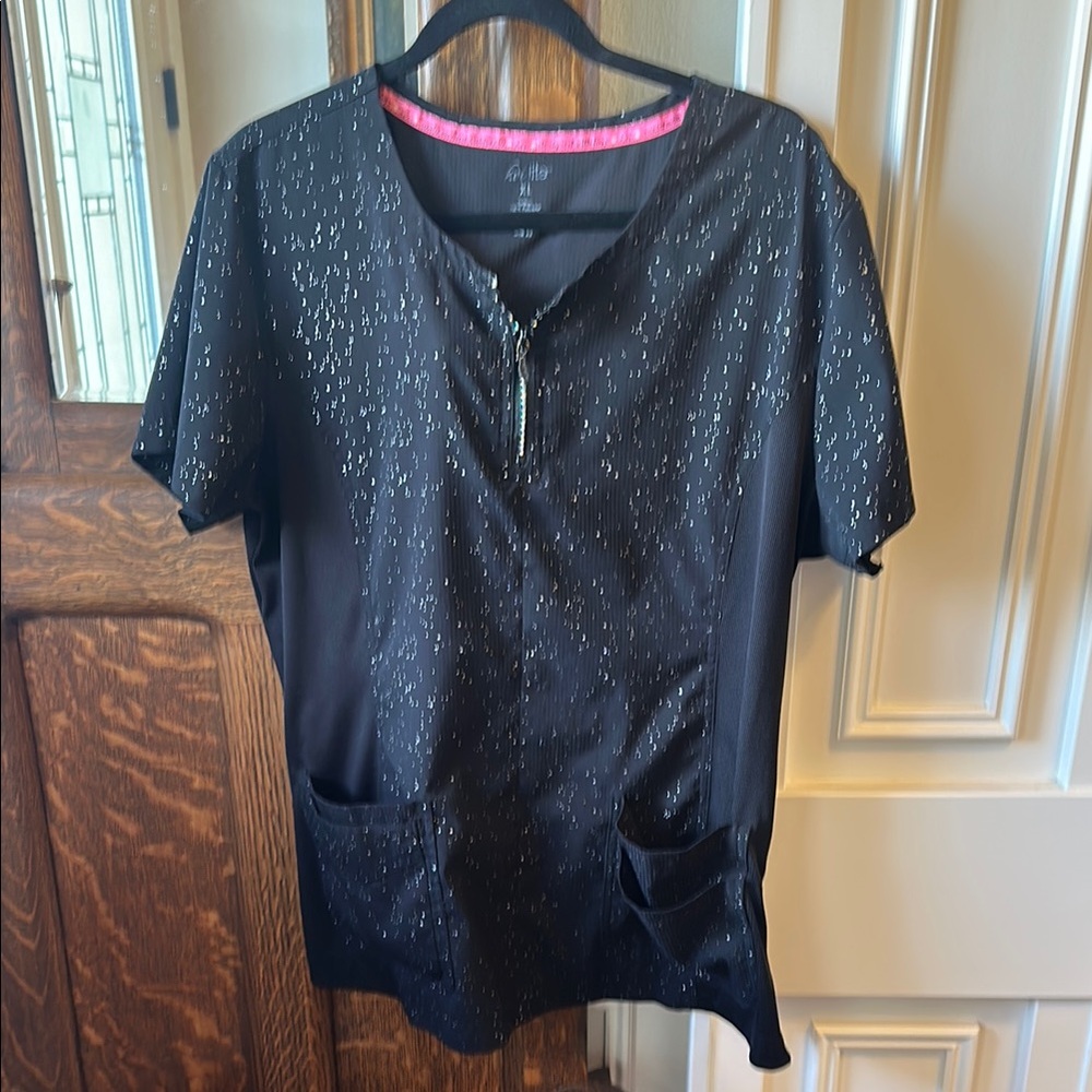 Koi lite black galaxy scrub top XL